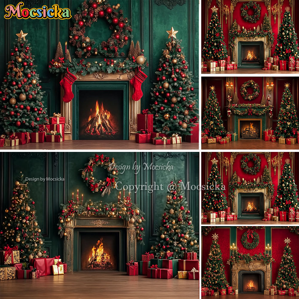 Photography Lighting Setup - Mocsicka Rosso Natale Camino Sfondo Fotografia